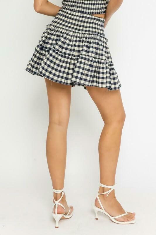 Take Me With You Navy Gingham Two Piece Dress