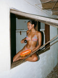 Jenner Tie Side Ruched Bikini Bottom Candy Stripe