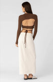 Camille Cream Denim Low Rise Maxi Skirt