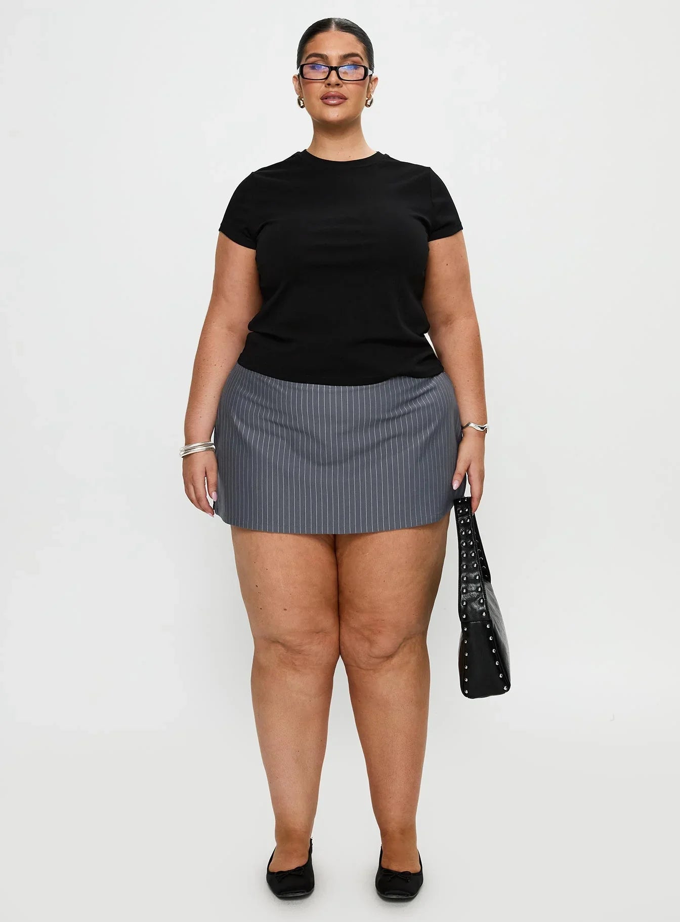 Cant Sleep Skort Charcoal Stripe Curve