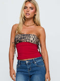 Wild Encore Strapless Top Red Leopard