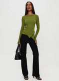 I Know You Backless Long Sleeve Top Green