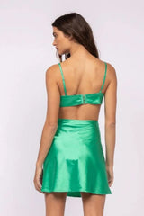 Jamie Green Satin O Ring Dress