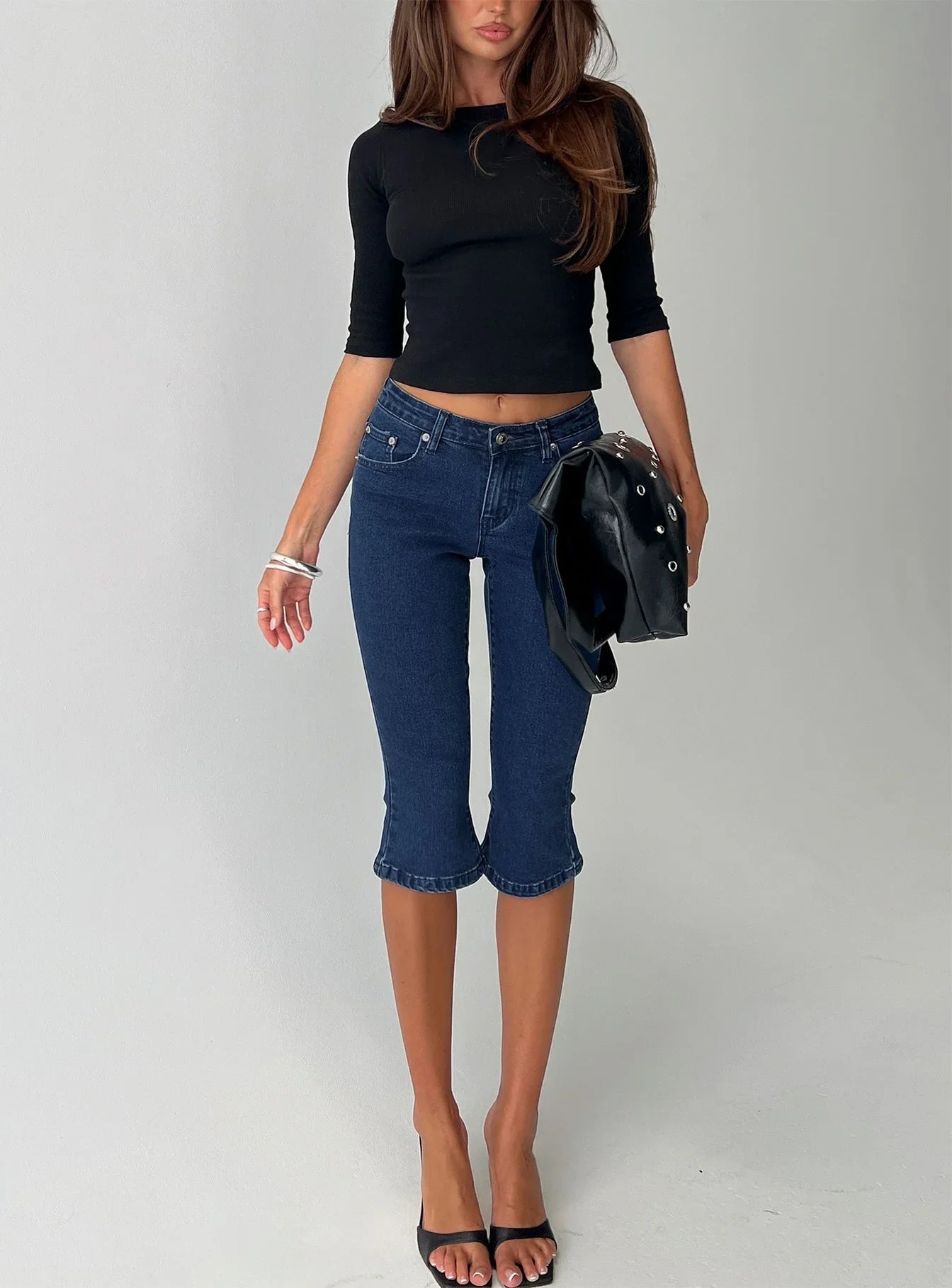 Kissimo Kick Flare Capri Pants Indigo Blue