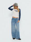 Tokyo 1990 Long Sleeve Raglan Graphic Top White Blue