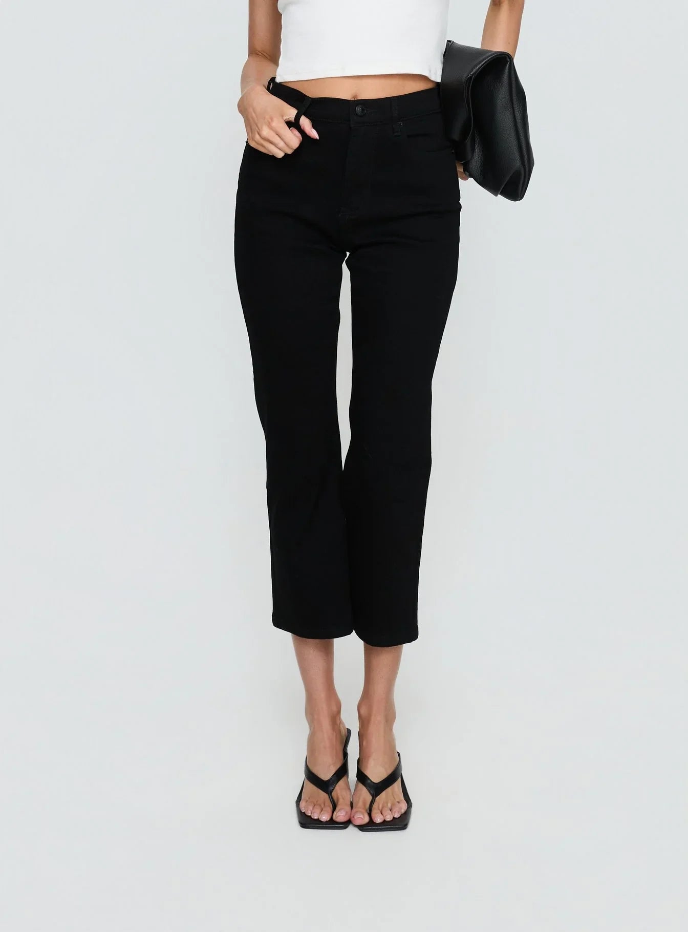 Cindee High Rise Cropped Jeans Jet Black