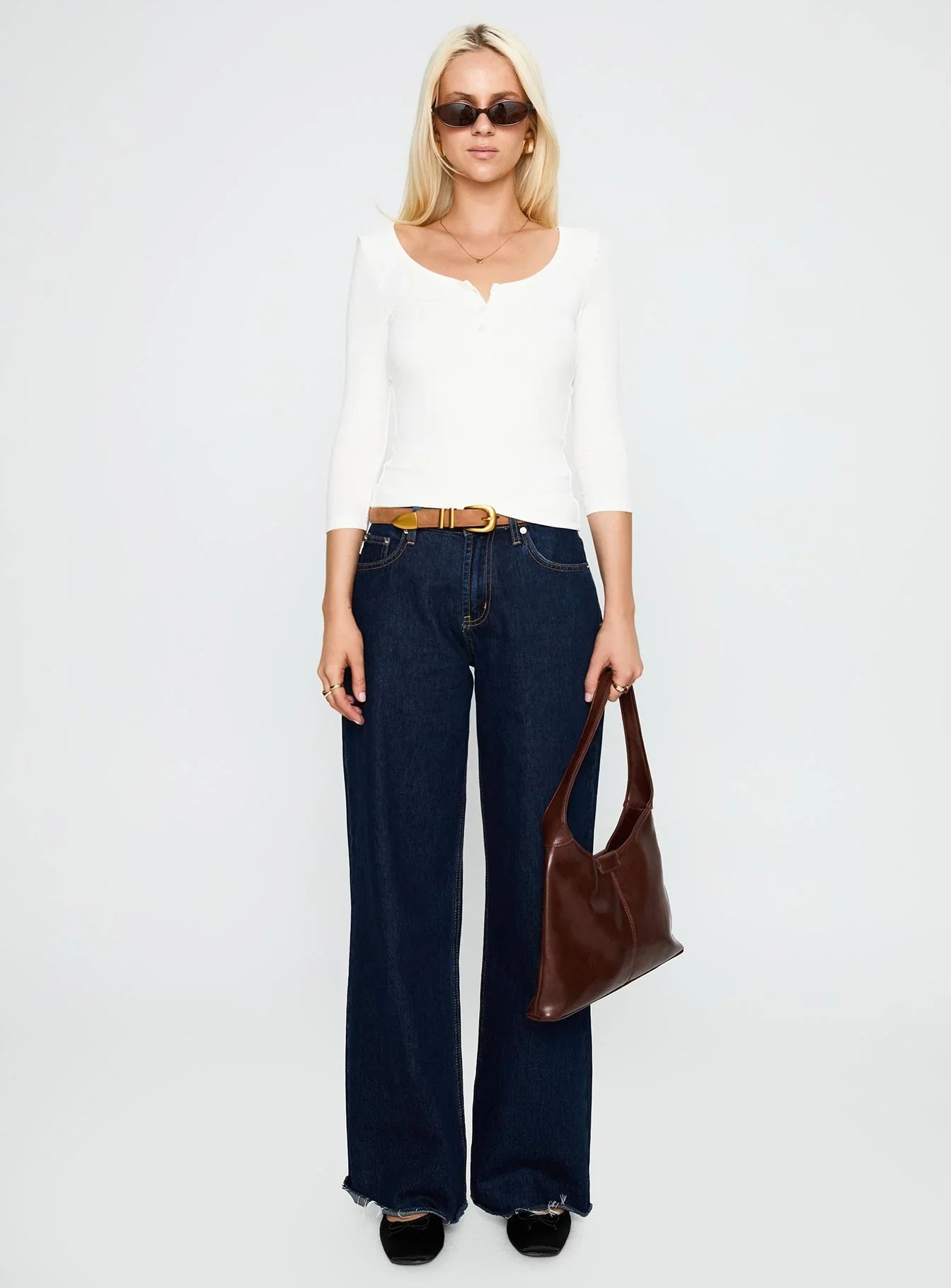 Desirae 3/4 Sleeve Top White