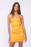 Miss Me Orange Satin Strapless Cutout Mini Dress