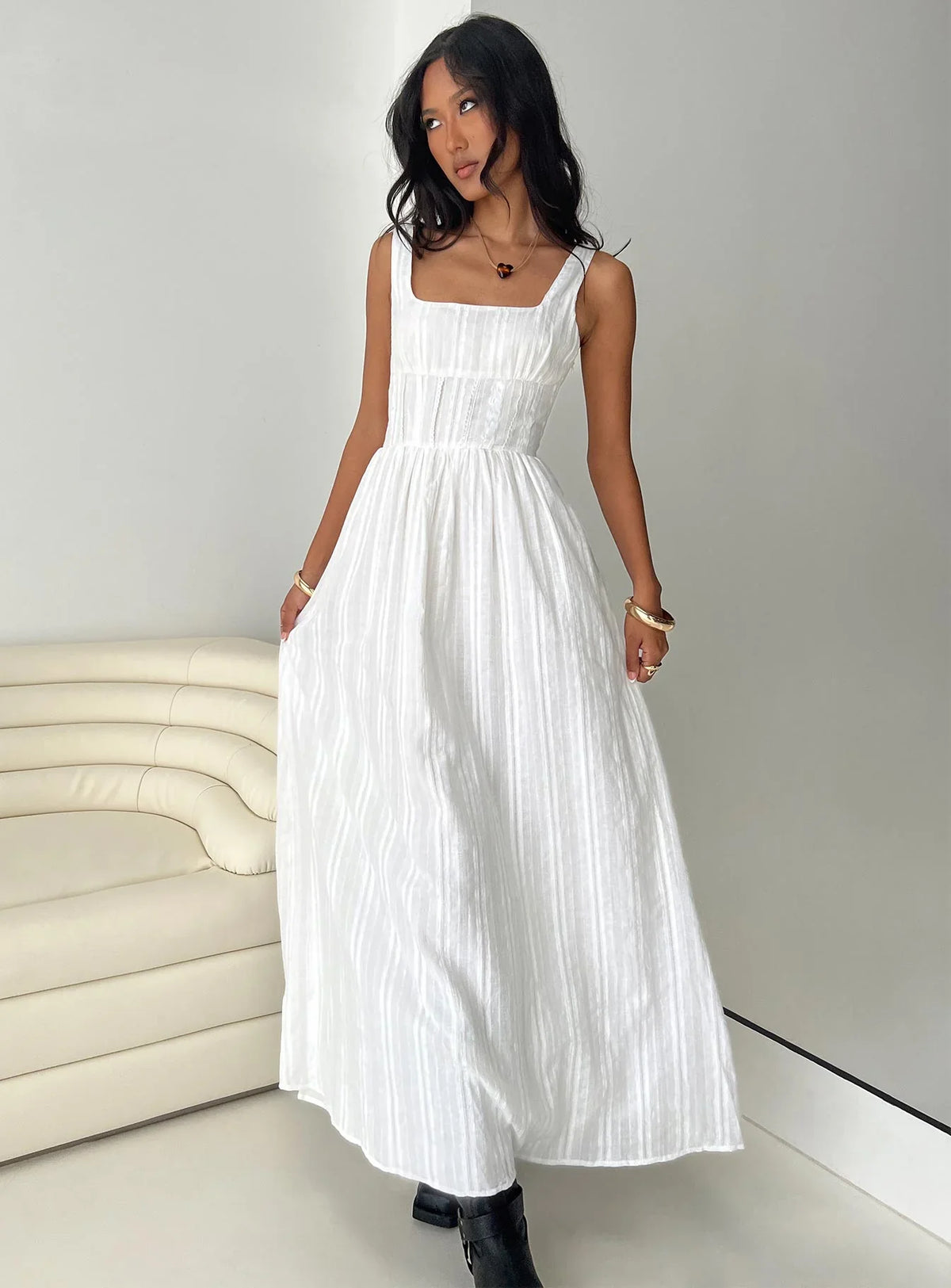 Lorinda Maxi Dress White Lower Impact