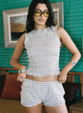 Mousie Micro Shorts Cream Plaid