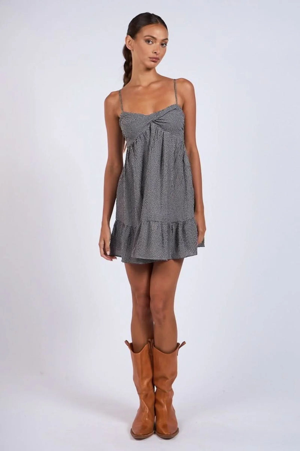 Gracie Black Gingham Cami Mini Dress
