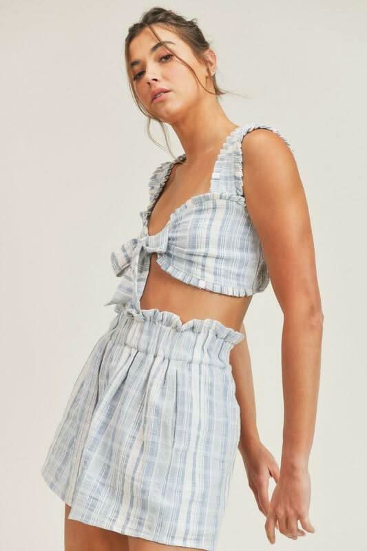 Beach House Blue and White Striped Two Piece Romper