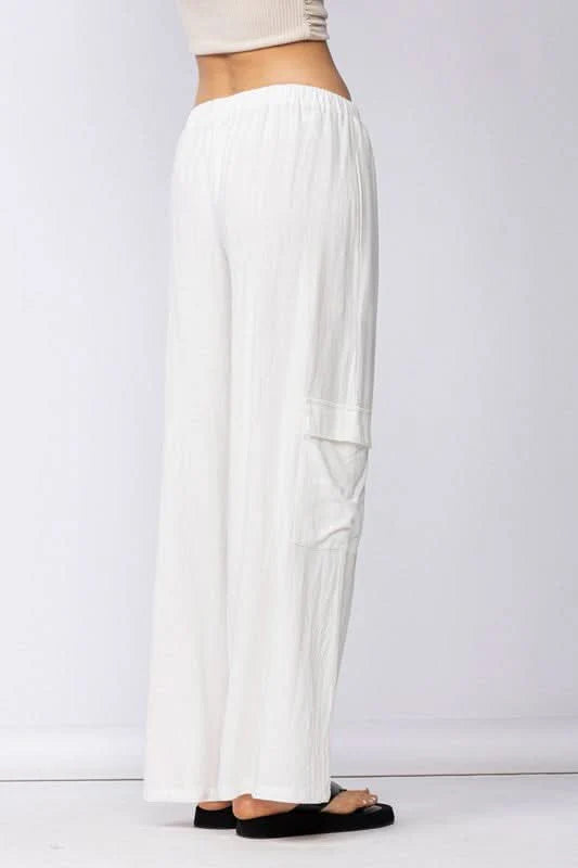 Newport White Linen Blend Pants