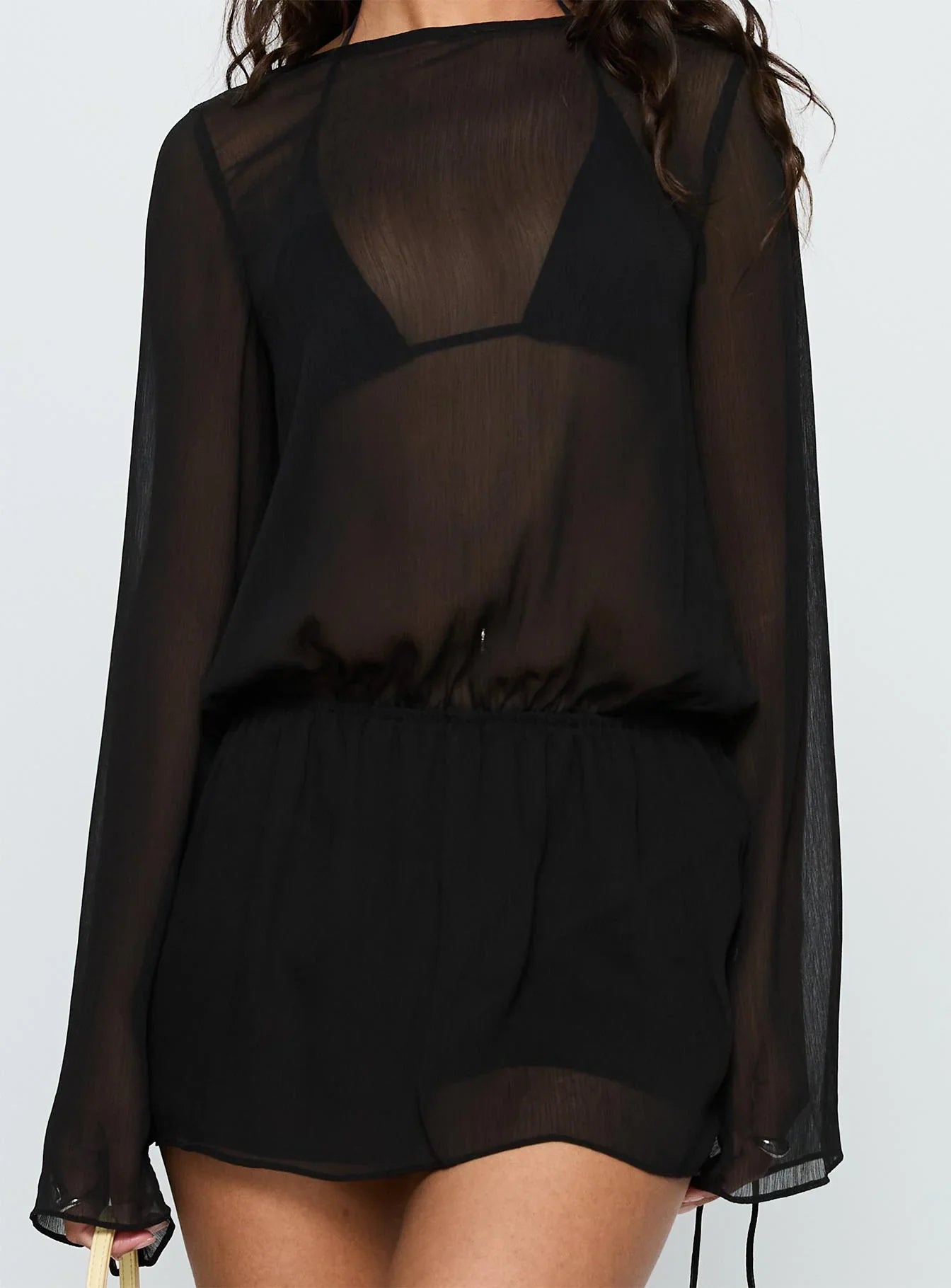 Get Closer Backless Playsuit Black
