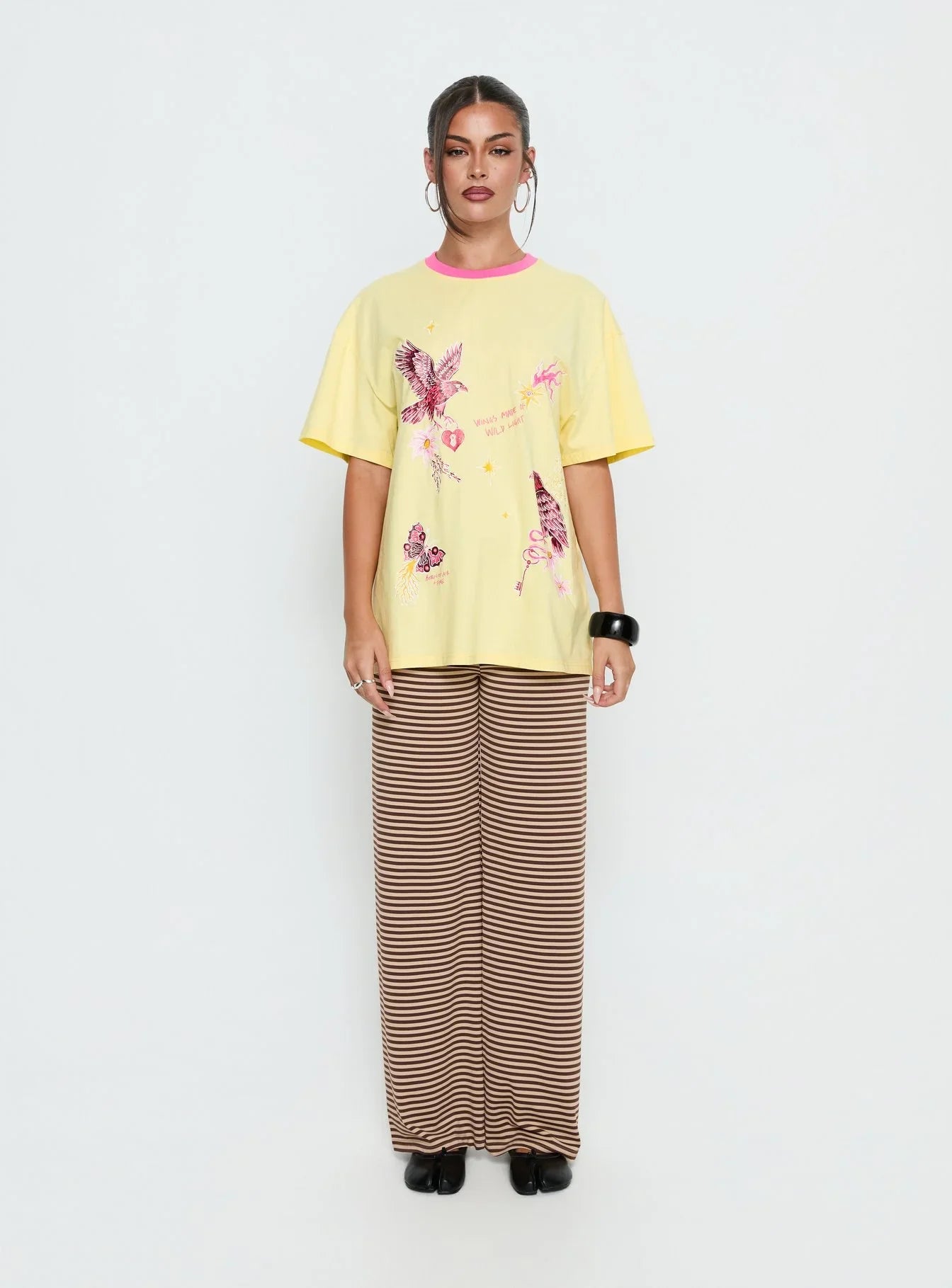 Wild Light Oversized Graphic Tee Yellow / Pink
