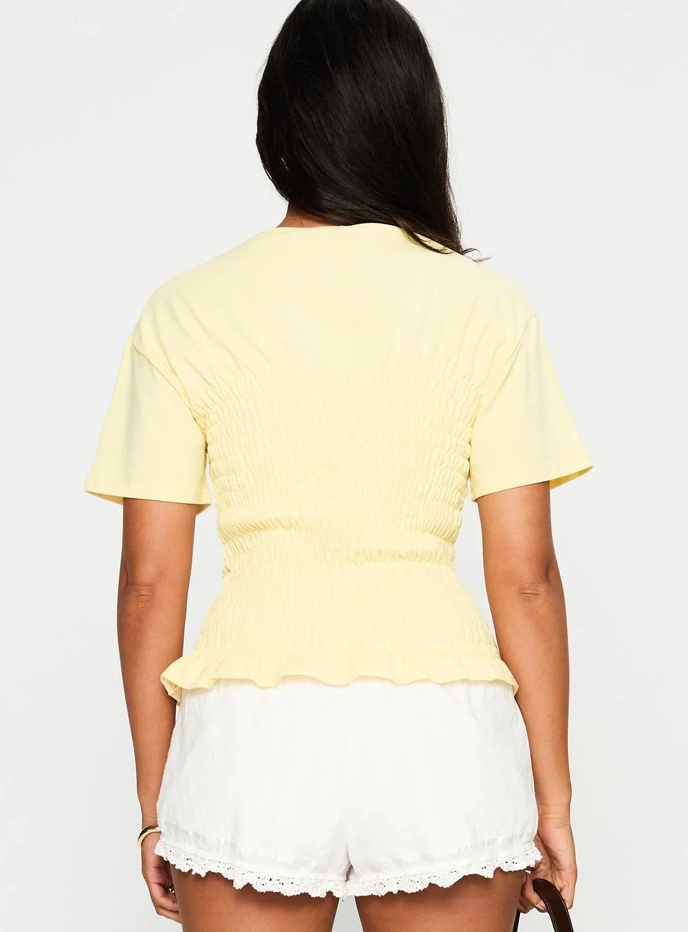 Maybe Tomorrow Ruched Top Lemon
