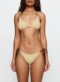 Tyliana Triangle Bikini Top Yellow Stripe