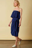 Lagoon Navy Strapless Two Piece Midi Dress Set