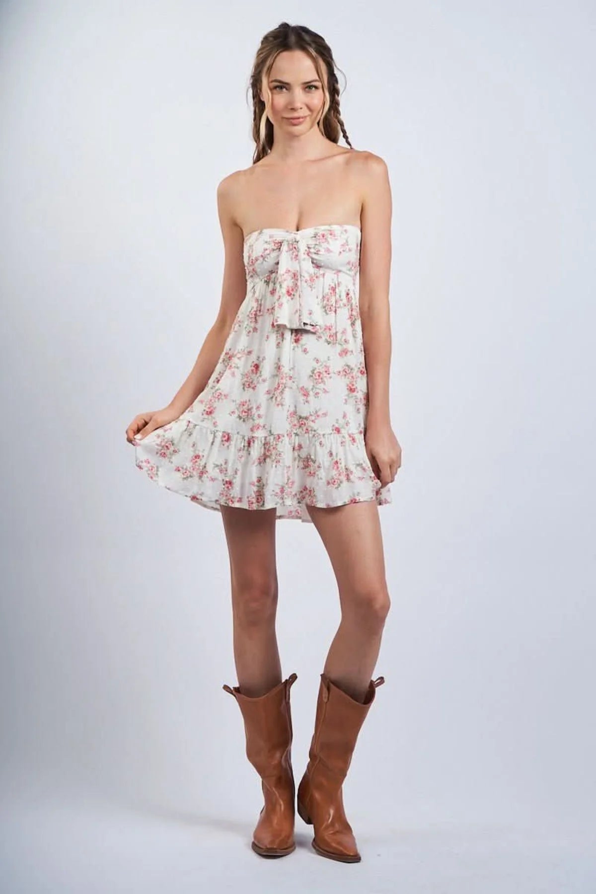 Sammie Vintage Rose Print Strapless Mini Dress