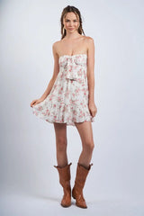 Sammie Vintage Rose Print Strapless Mini Dress