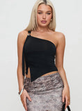 Tigre One Shoulder Top Black