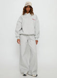 Princess Polly Stargirl Wide Leg Sweat Pants Grey Marle