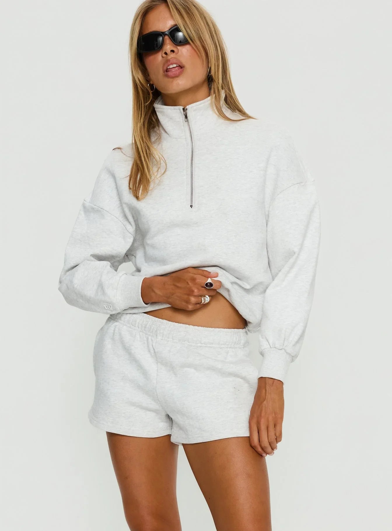 Haelie Fleece Shorts Grey Marle