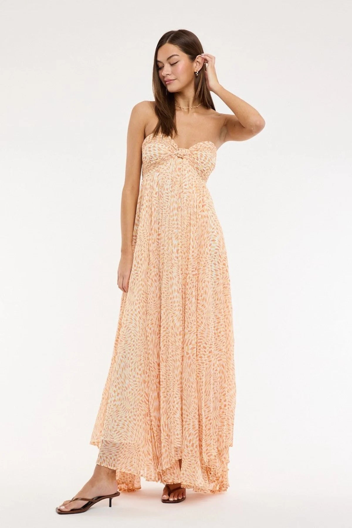 Willow Orange Print Strapless Maxi Dress