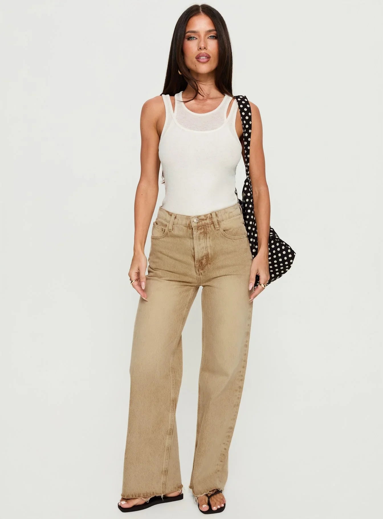 Fawcett High Rise Straight Leg Jeans Tan