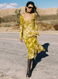 Setting Sun Long Sleeve Maxi Dress Yellow Black