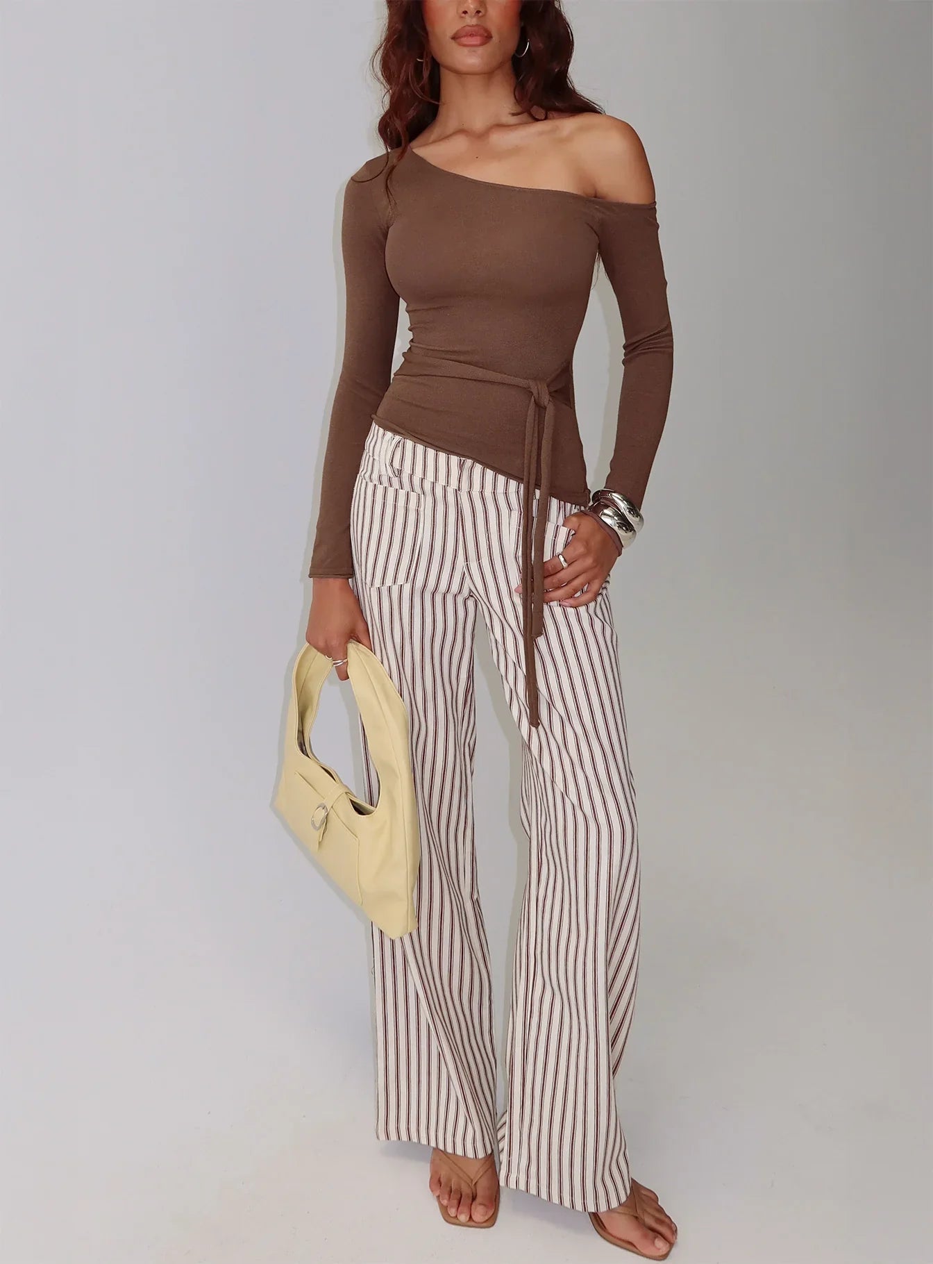 Vendi Low Rise Pant Brown Stripe