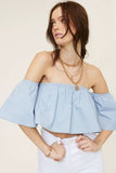 Darcie Sky Flowy Off Shoulder Crop Top