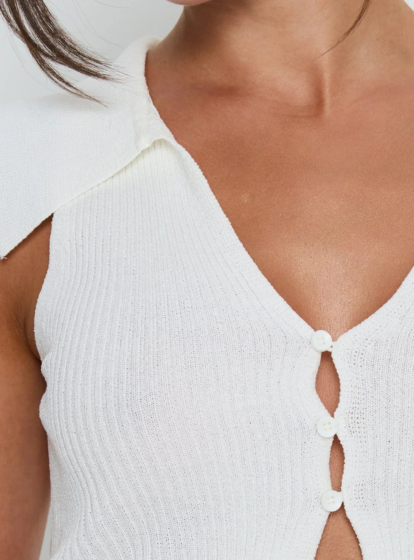 Ozella Collared Button Up Top Cream