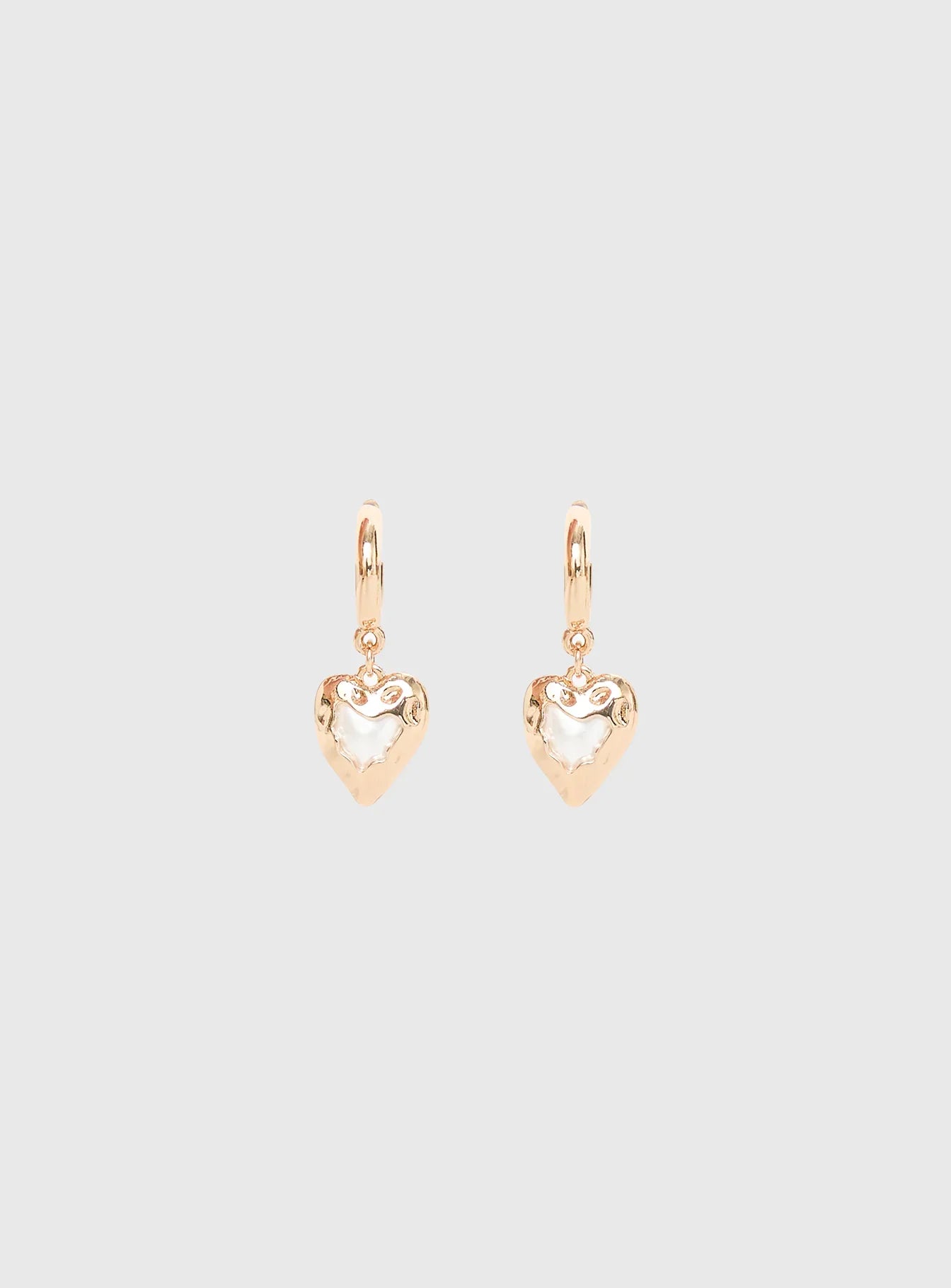 Live In Reality Heart Earrings Gold