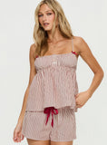 Chill Club Sleep Peplum Top Red / White Stripe