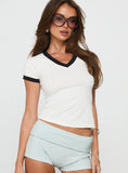 Countdown V Neck Contrast Top White Black
