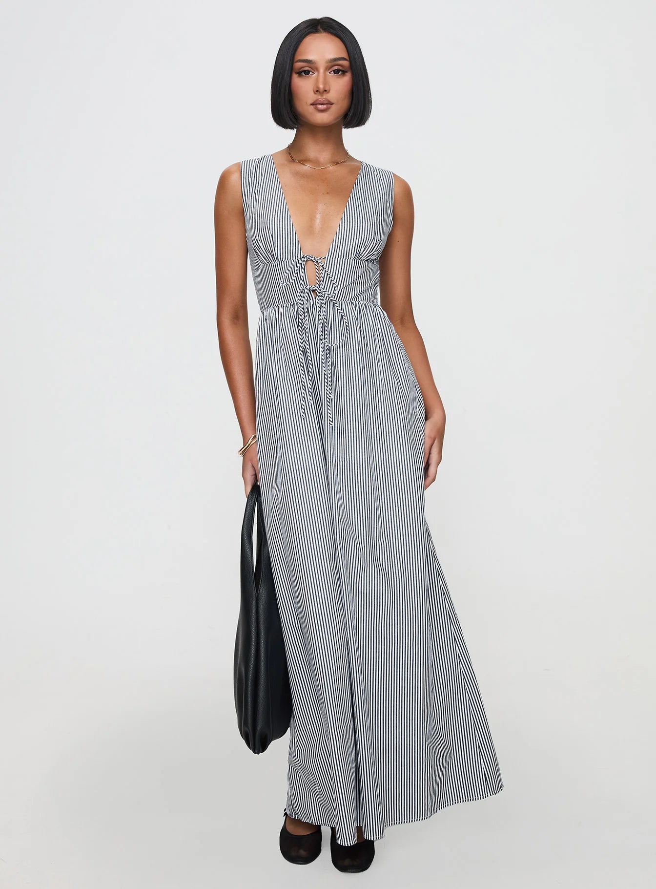 Pokey Maxi Dress Black White Stripe