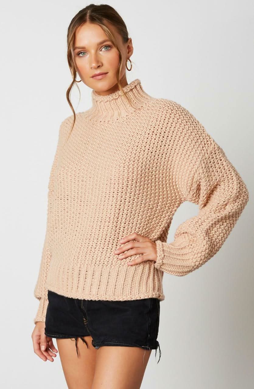 Jess Blush Funnel Neck Knit Sweater