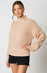 Jess Blush Funnel Neck Knit Sweater