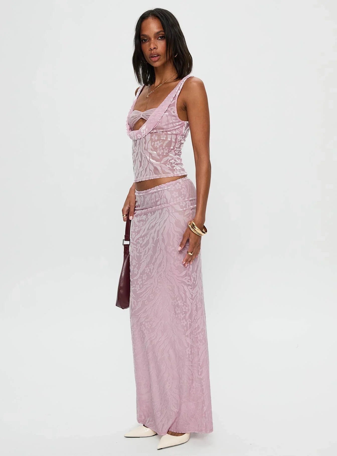 Kalei Maxi Skirt Pink Floral