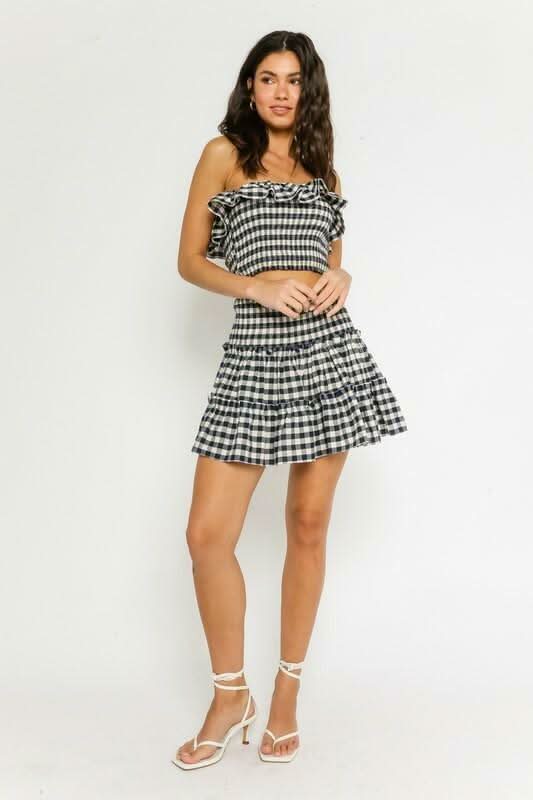 Take Me With You Navy Gingham Two Piece Dress