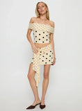 Porzia Wrap Detail Mini Skirt Cream Polka Dot