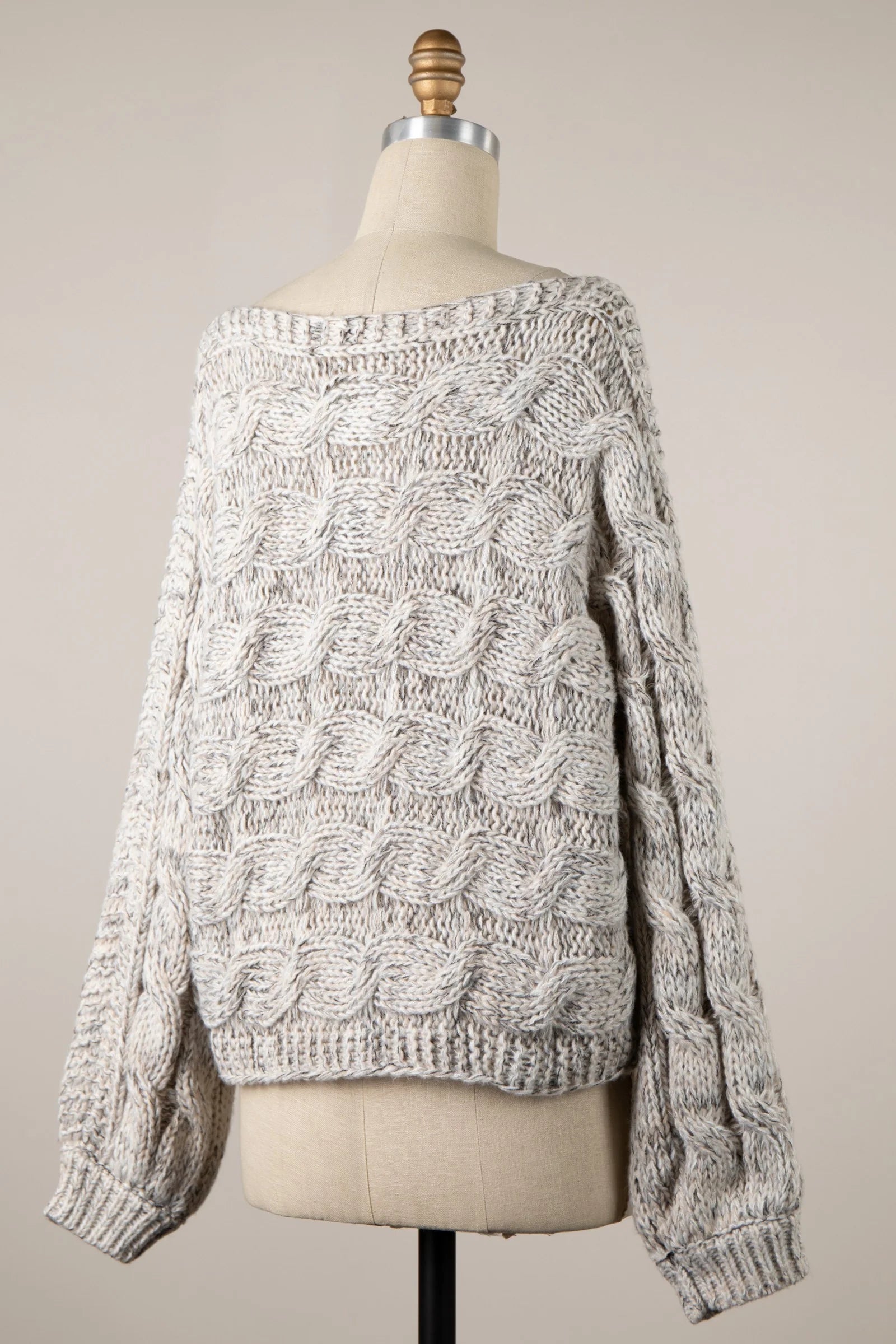 Willow Beige Oversized Cable Knit Sweater