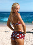 Tykana Bandeau Bikini Top Red Blue Polka Dot