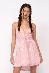 Kristen Pink Floral Halter Mini Dress