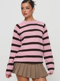 Jacquette Knit Sweater Pink Brown