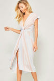 By The Sea Blue Striped Knotted Midi Dress