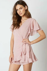 Summer Romance Mauve Backless Surplice Romper