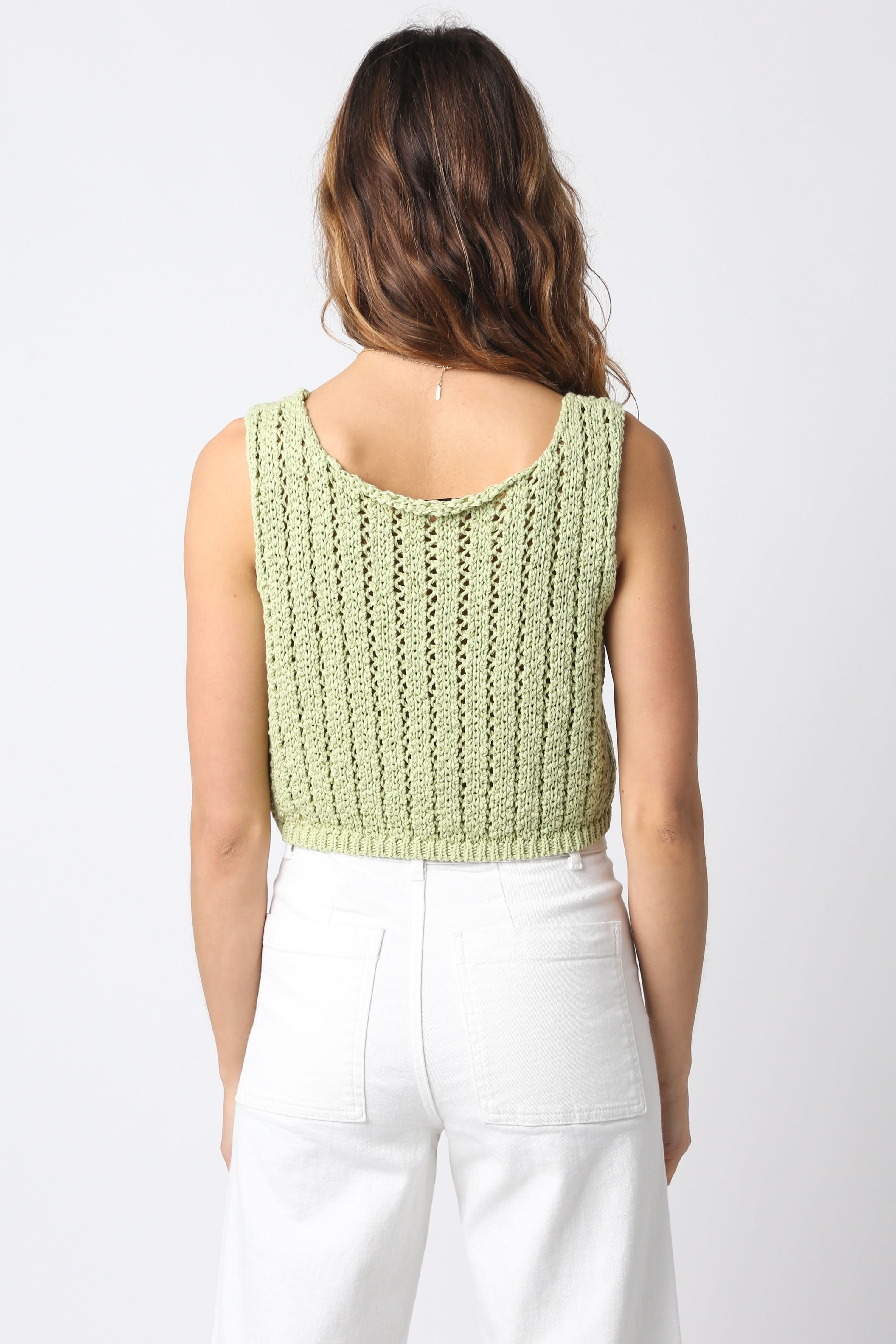 Valeria Sage Sheer Sweater Top