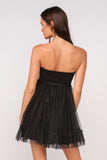 Charlie Black Strapless Organza Mini Dress